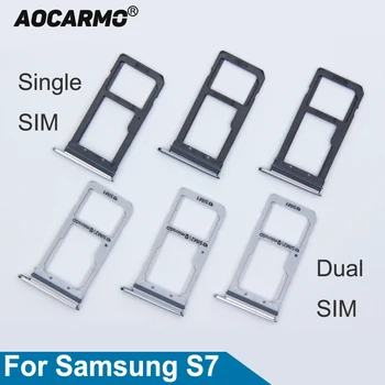 Aocarmo Single/Dual Metal Plastic Nano Sim Card Tray Slot Suport Pentru Samsung Galaxy S7 G930 G930F Aur/Argintiu/Gri
