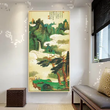 Zhang Daqian Pictura de Cerneală Chineză HD Printuri pe Panza Peisaj de Arta de Perete Poza Home Decor Camera de zi Picturi