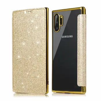 Glitter Star Pentru Samsung Galaxy S22 S21 Nota 20 S20 Ultra S10 Plus 10 5G 9 8 S7 Flip din Piele TPU Caz Transparent Funda