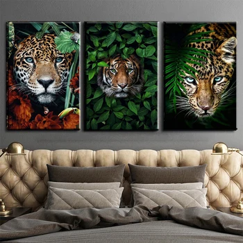 Animale Arta de Perete Postere Tigru, Jaguar Arta de Perete Pictura Panza Printuri Acasă Imagini de Perete pentru Camera de zi Acasă Cuadros Decor